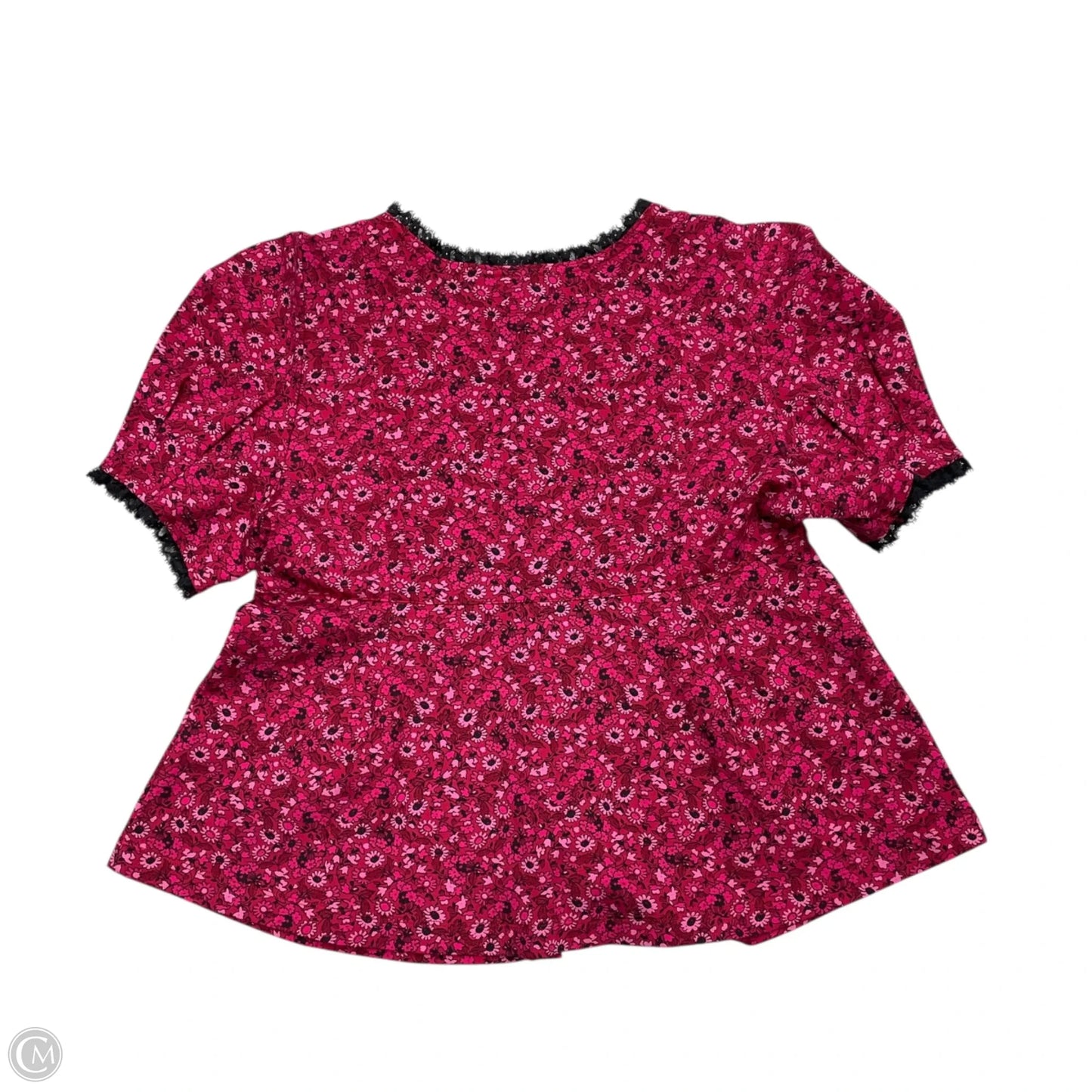 Top Short Sleeve By Maeve In Black & Pink, Size: M