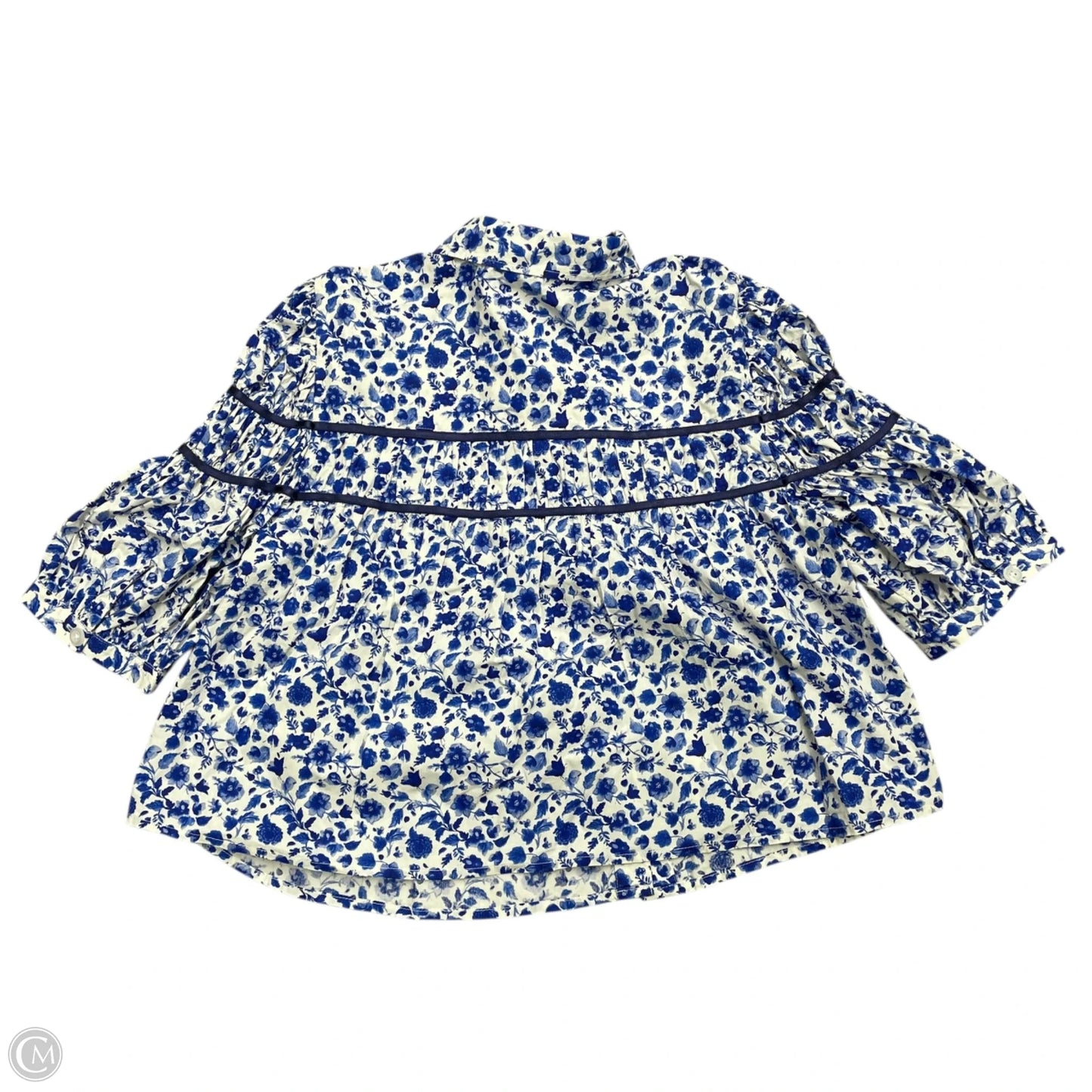 Top Short Sleeve By Maeve In Blue & White, Size: S