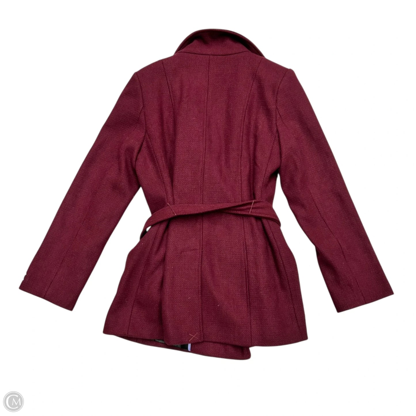 Coat Peacoat By Calvin Klein In Maroon, Size: L