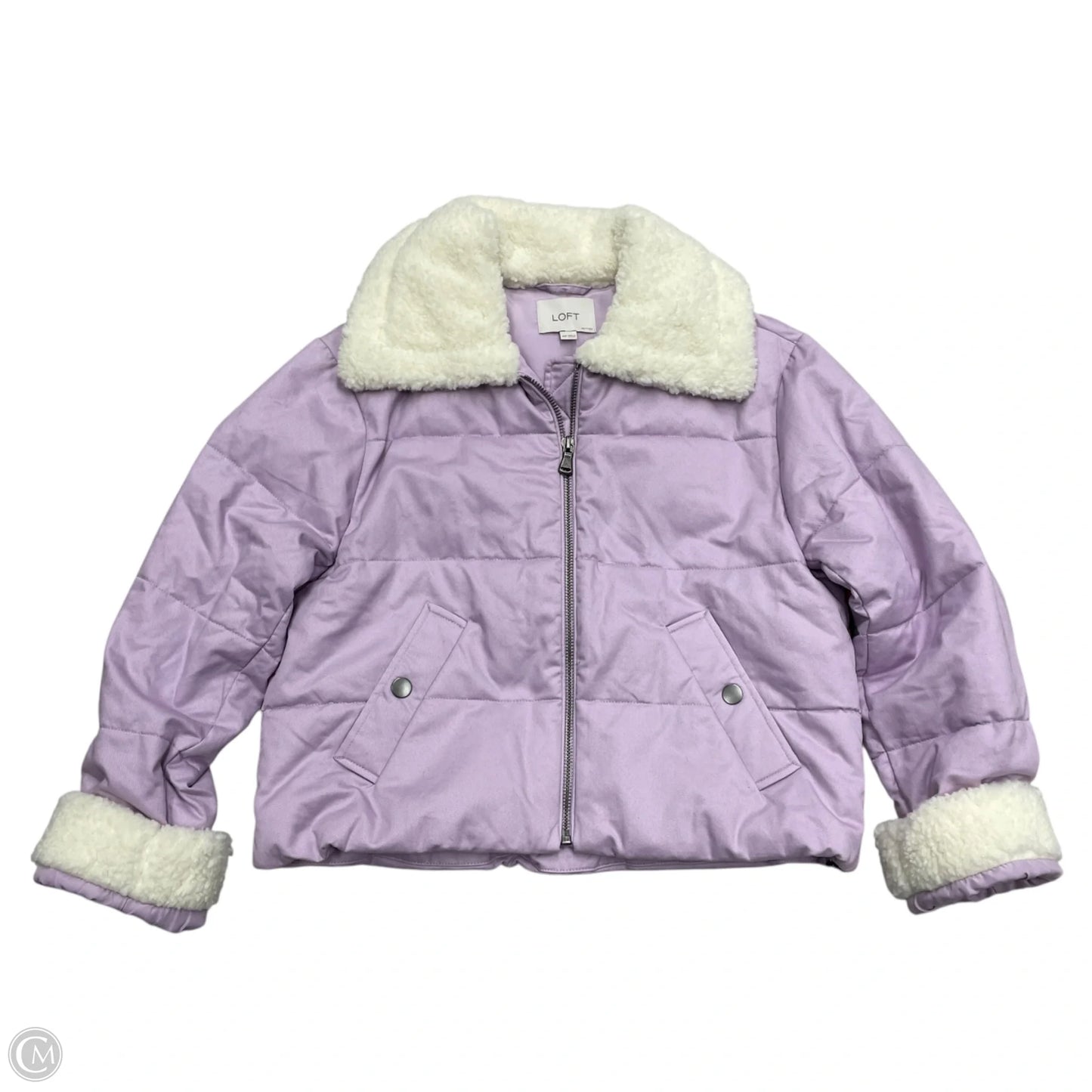 Coat Puffer & Quilted By Loft In Purple & White, Size: Xsp