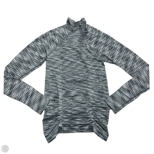 Athletic Top Long Sleeve Collar By Athleta In Black & Grey, Size: Xs