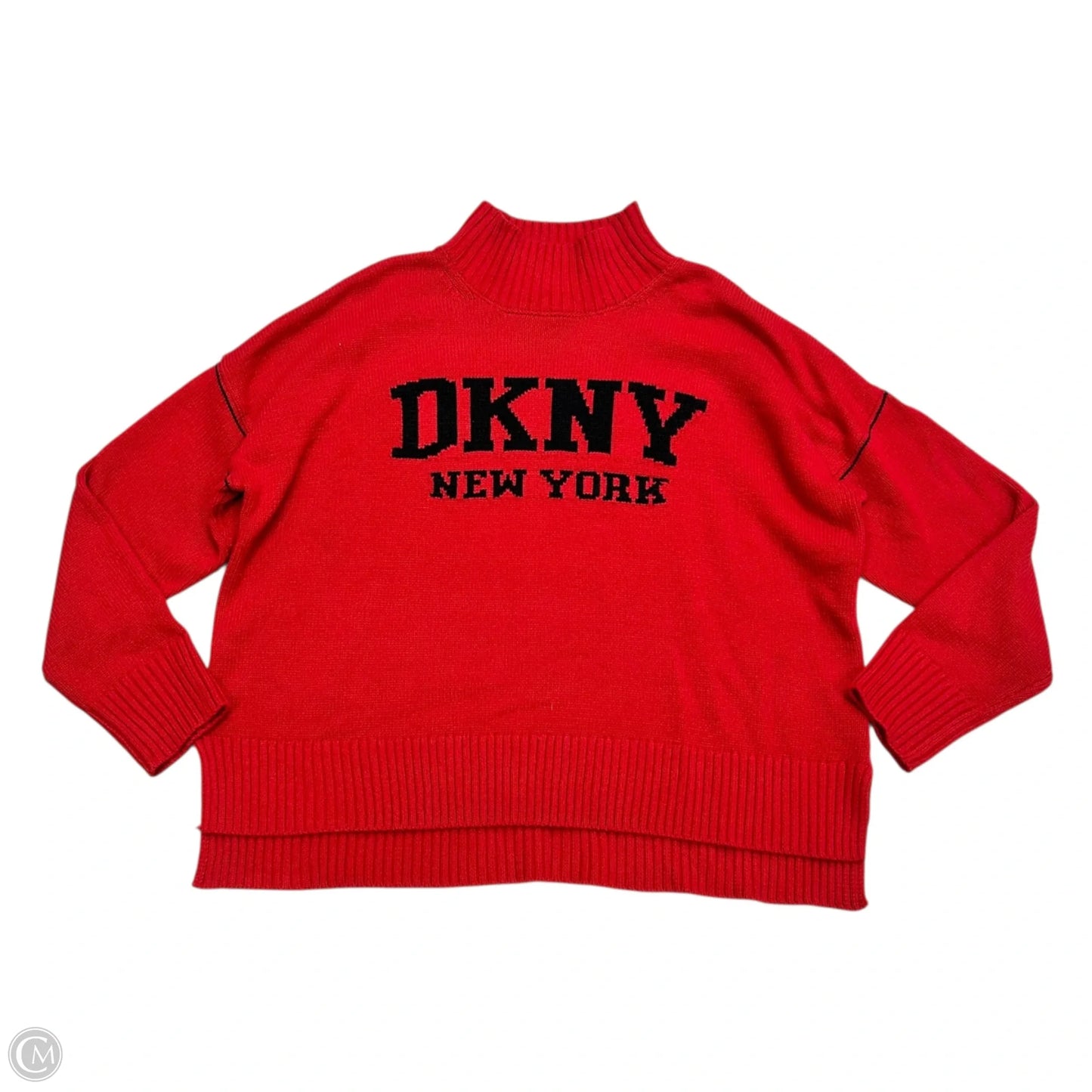 Sweater By Dkny In Black & Red, Size: Xl