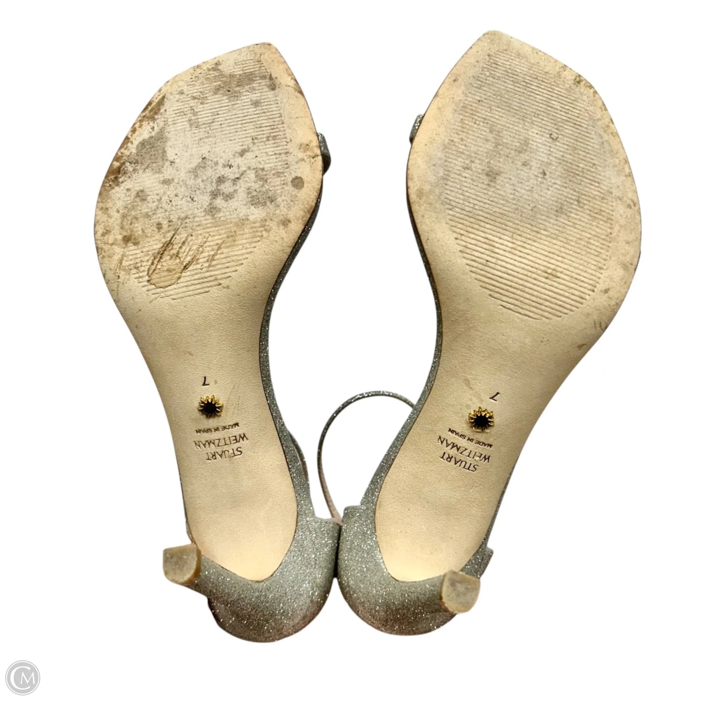 Shoes Designer By Stuart Weitzman In Silver, Size: 7