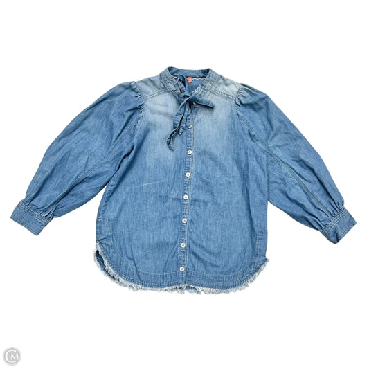 Top Long Sleeve By Pilcro In Blue Denim, Size: Xxs