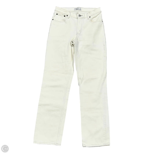 Jeans Straight By Abercrombie And Fitch In Cream Denim, Size: 4
