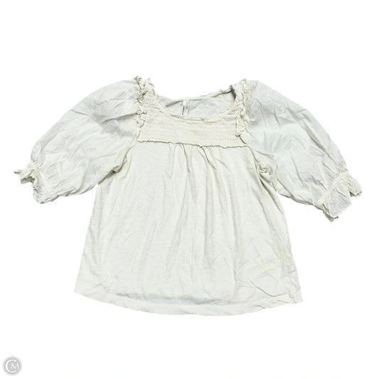 Top Short Sleeve By Anthropologie In Cream, Size: Xs
