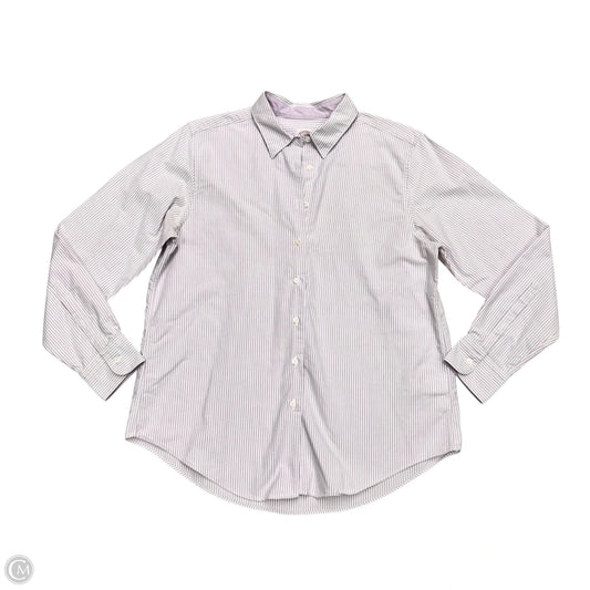 Top Long Sleeve By Brooks Brothers In Purple & White, Size: Xl