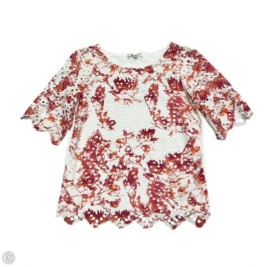 Top 3/4 Sleeve By Porridge In Pink & White, Size: S