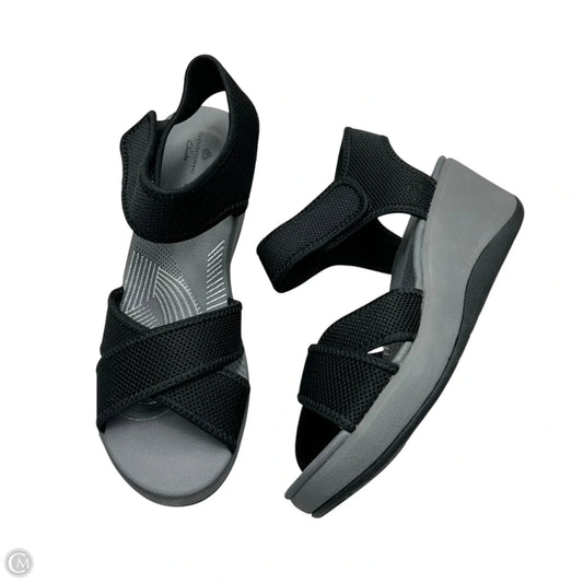 Sandals Heels Wedge By Clarks In Black, Size: 7