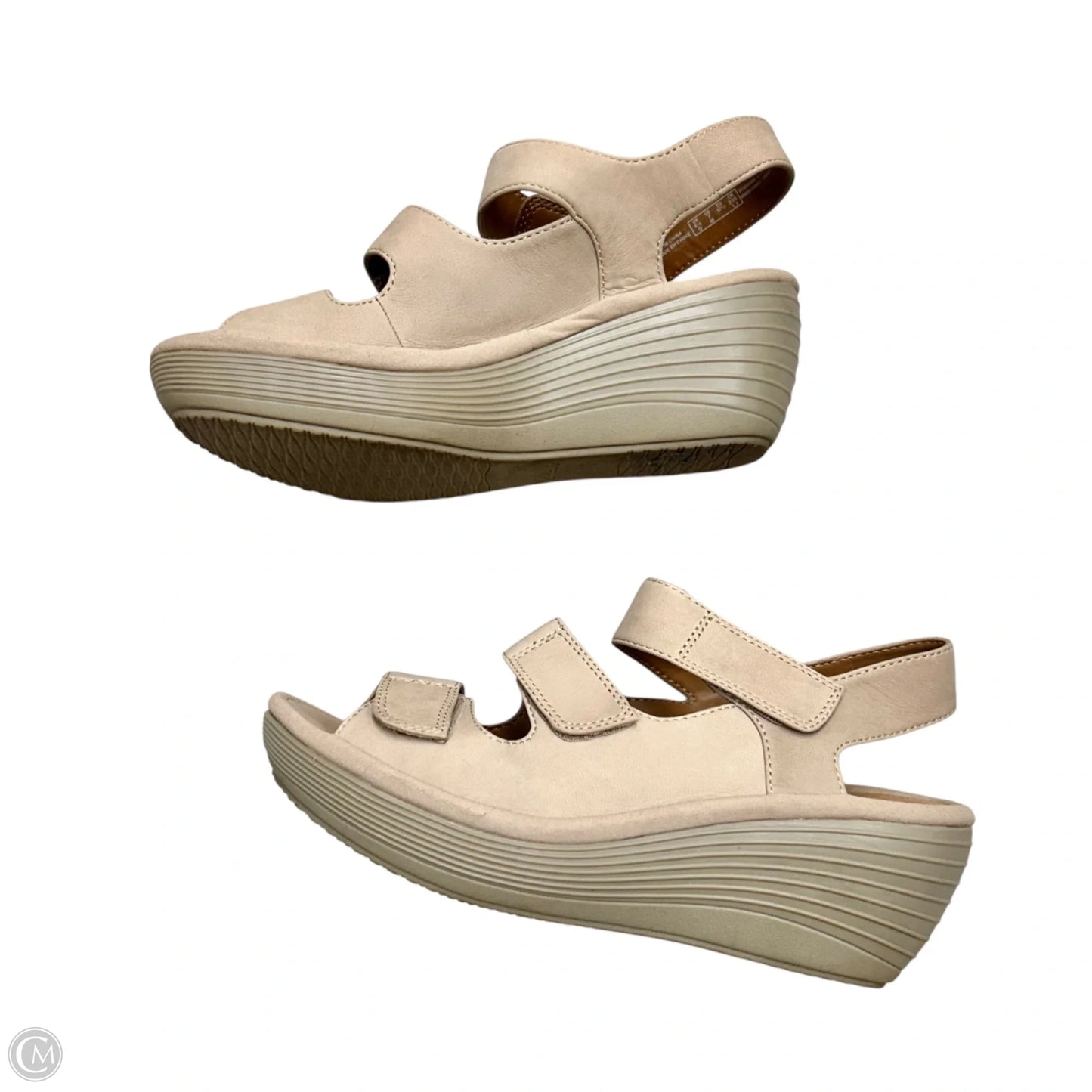 Sandals Heels Wedge By Clarks In Tan, Size: 7