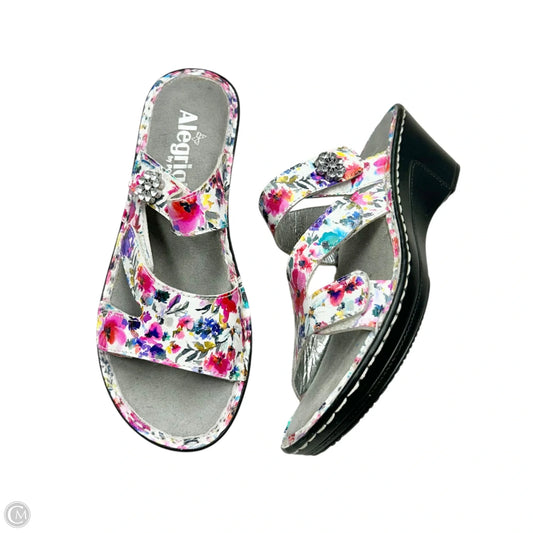 Sandals Heels Wedge By Alegria In Floral Print, Size: 5.5