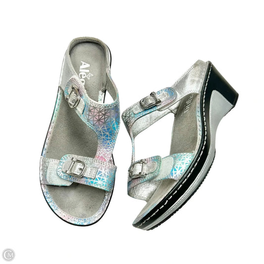 Sandals Heels Wedge By Alegria In Silver, Size: 5.5