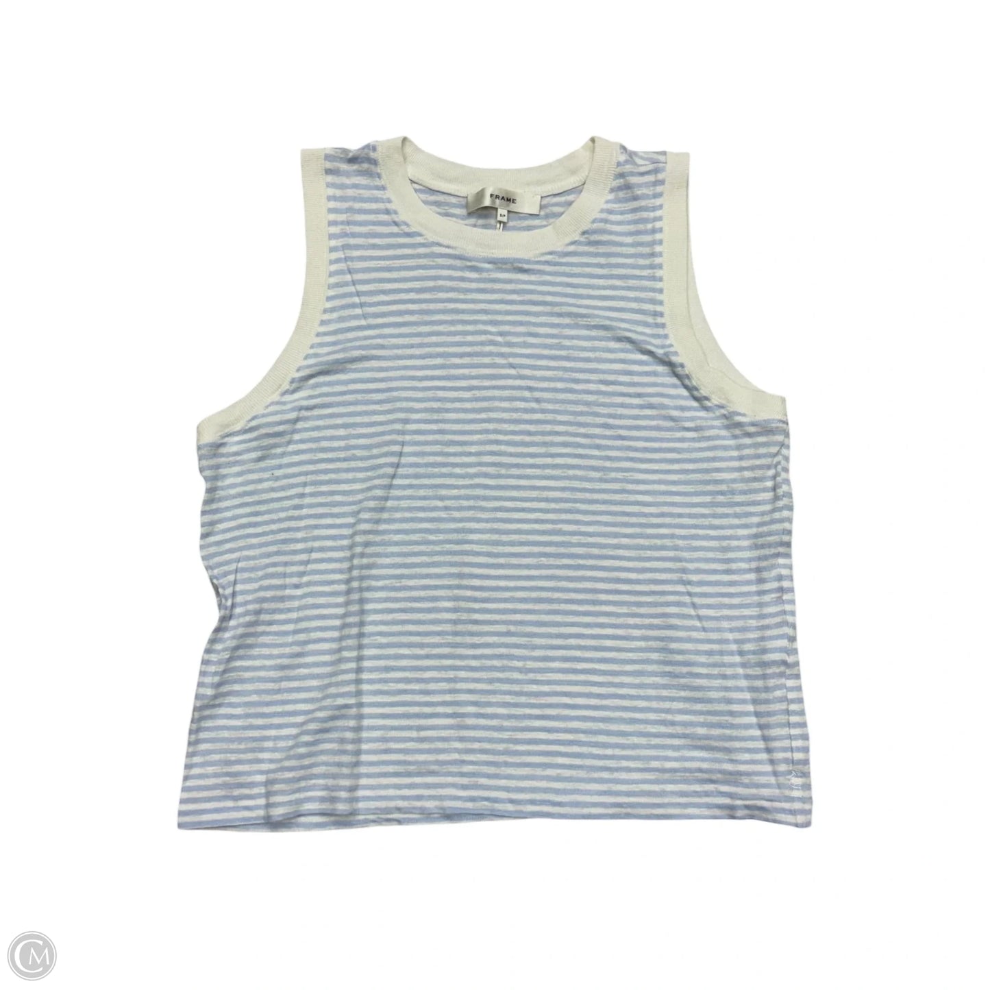 Top Sleeveless By Frame In Blue & White, Size: S