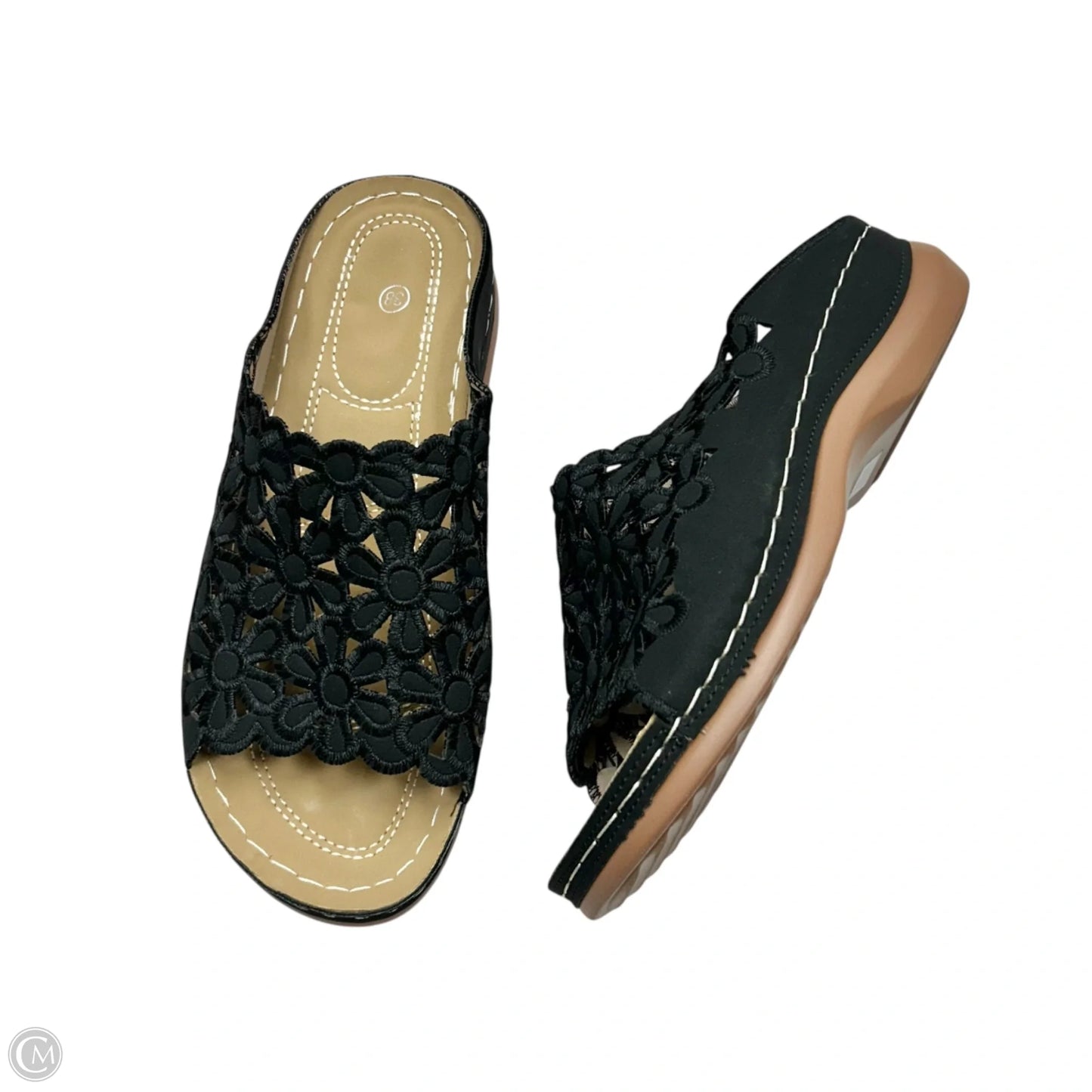 Sandals Heels Wedge In Black, Size: 7.5