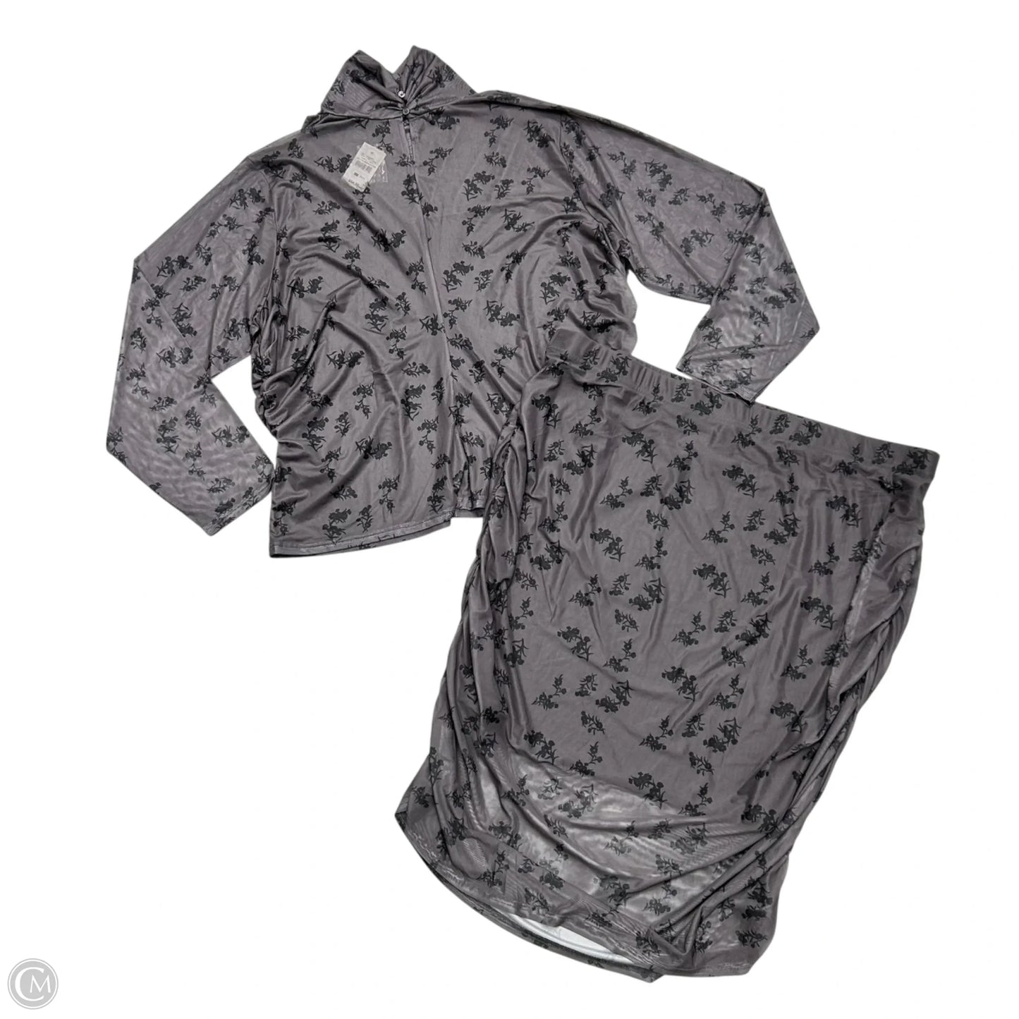 Skirt Set 2pc By Ashley Stewart In Black & Grey, Size: 4x