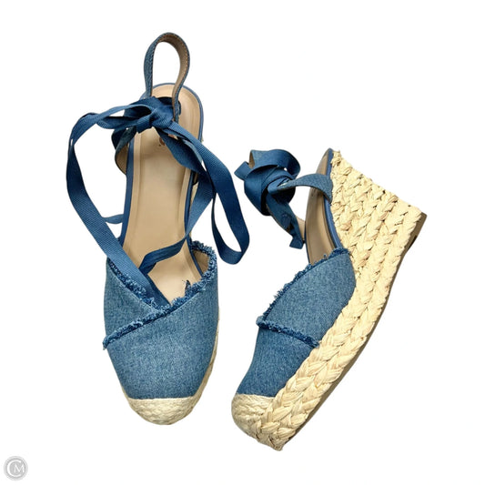 Sandals Heels Wedge By Inc In Blue Denim, Size: 12