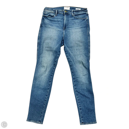 Jeans Skinny By Frame In Blue Denim, Size: 12