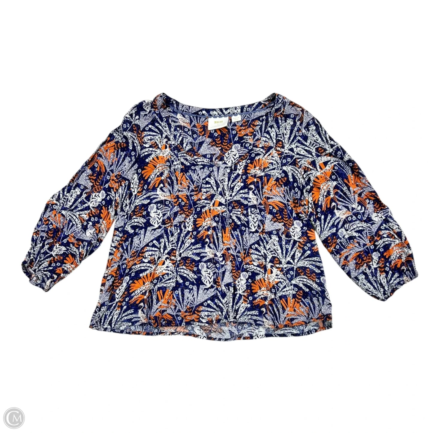 Top Long Sleeve By Maeve In Blue & Orange, Size: M