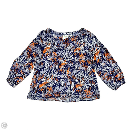 Top Long Sleeve By Maeve In Blue & Orange, Size: M