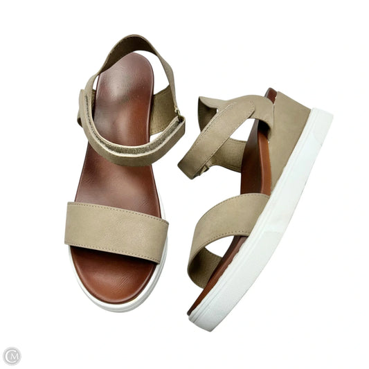 Sandals Heels Wedge By Mia In Taupe, Size: 9.5