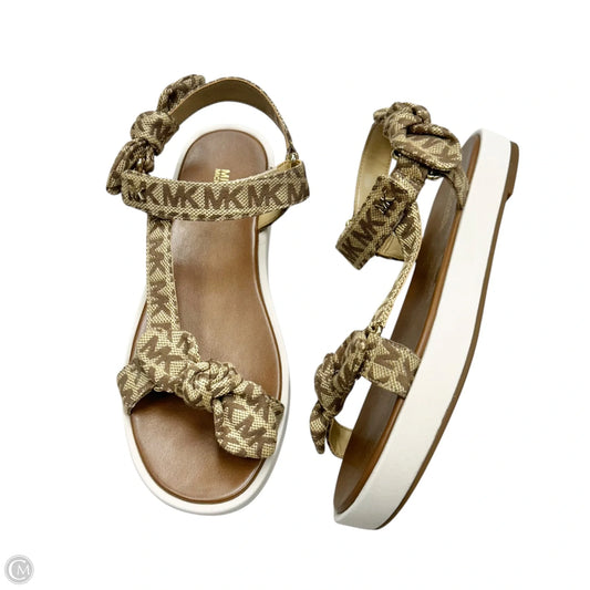 Sandals Flats By Michael By Michael Kors In Tan & White, Size: 7.5
