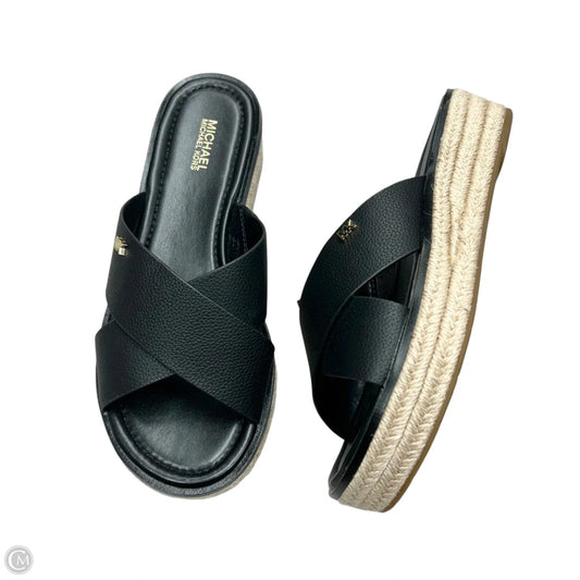 Sandals Flats By Michael By Michael Kors In Black & Tan, Size: 7.5