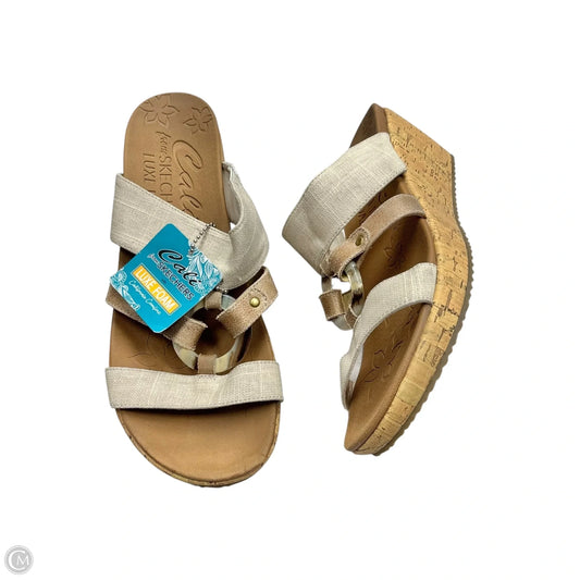 Sandals Heels Wedge By Skechers In Tan, Size: 9.5