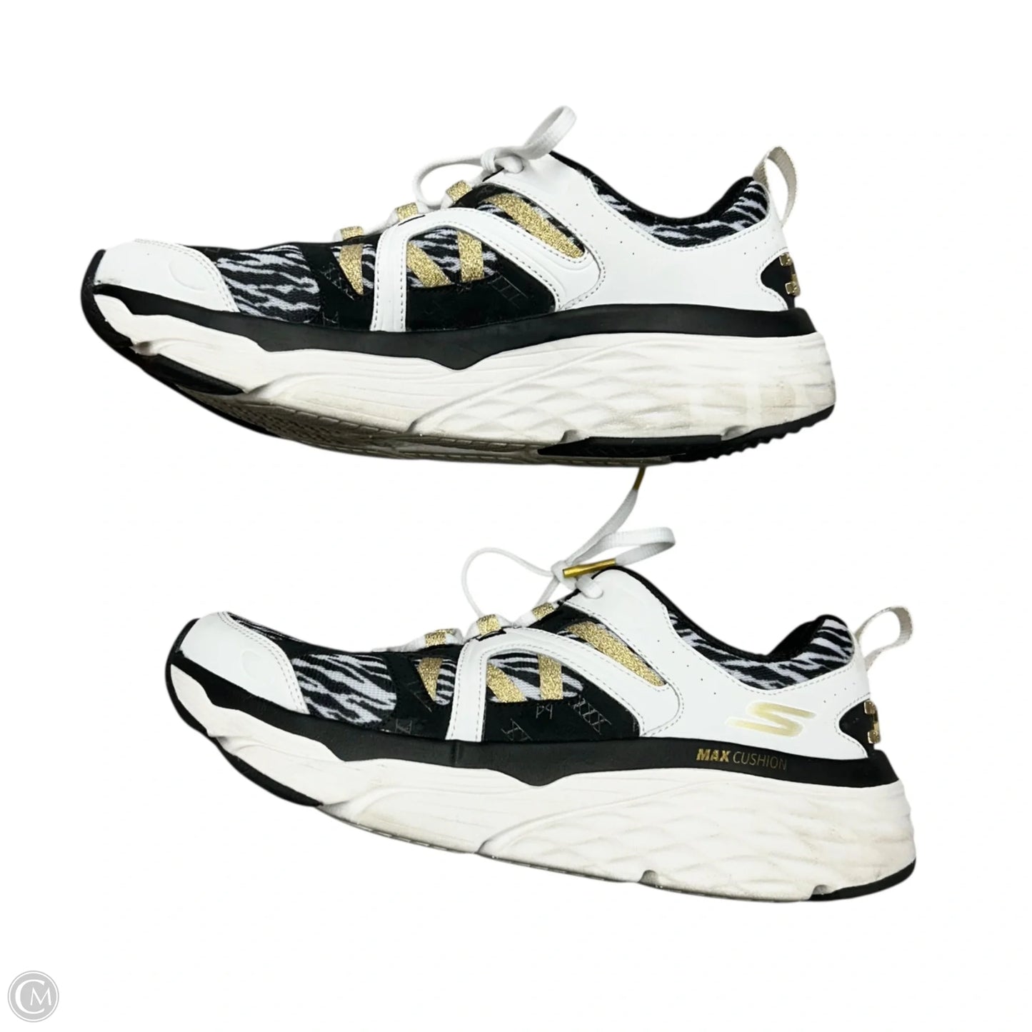 Shoes Athletic By Skechers In Black & Gold, Size: 7.5