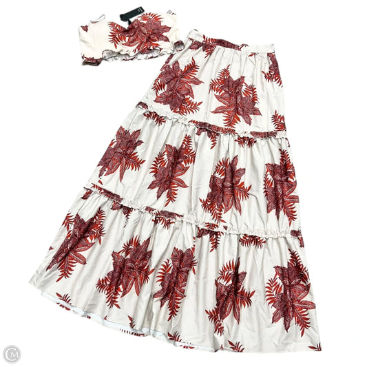 Skirt Set 2pc By The Sang In Red & Tan, Size: L