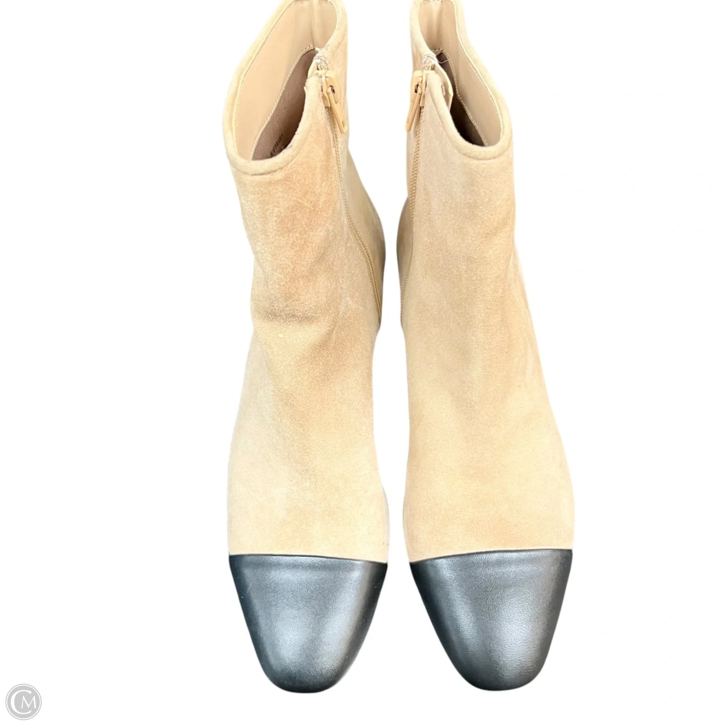 Boots Ankle Heels By Steve Madden In Black & Tan, Size: 8.5