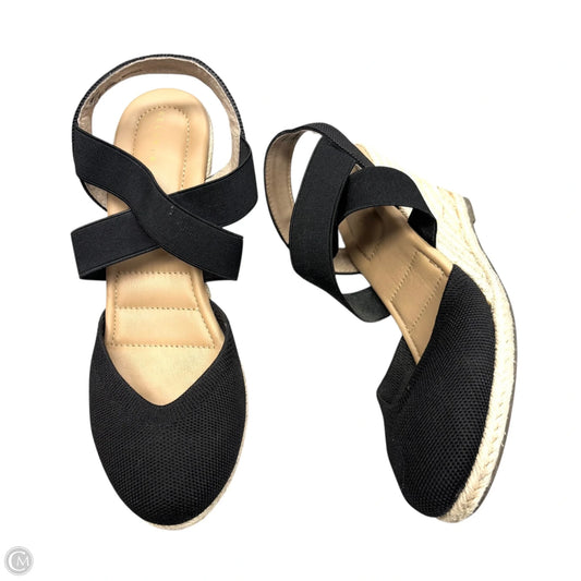 Sandals Heels Wedge By Kelly And Katie In Black & Tan, Size: 9