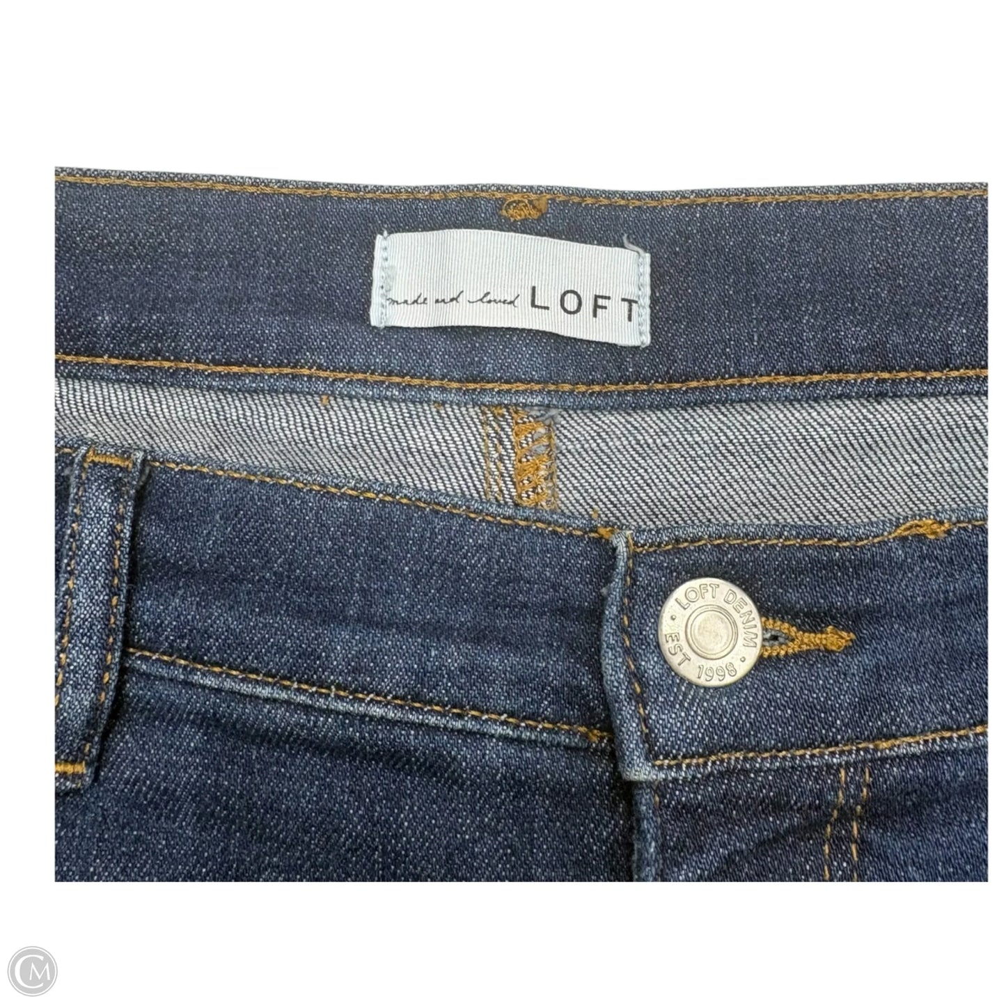 Jeans Cropped By Loft In Blue Denim, Size: 14
