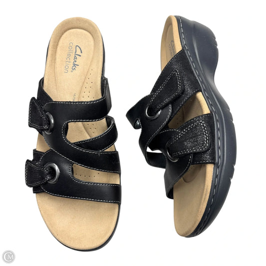 Sandals Flats By Clarks In Black, Size: 8.5