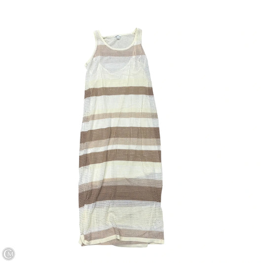 Dress Casual Midi By Bar Iii In Tan & White, Size: L