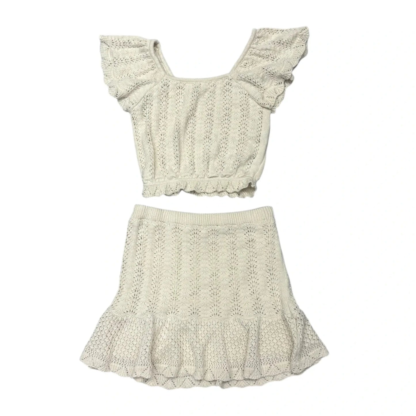 Skirt Set 2pc By Freshman In Cream, Size: M