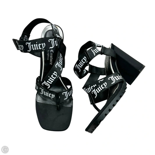 Sandals Heels Block By Juicy Couture In Black & White, Size: 8.5