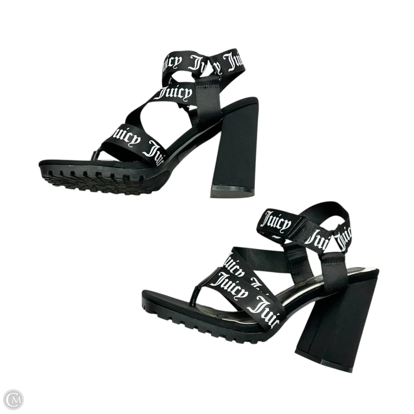 Sandals Heels Block By Juicy Couture In Black & White, Size: 8.5