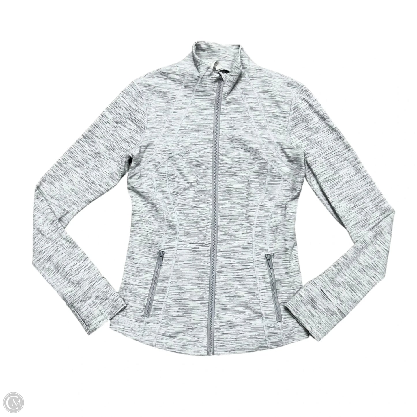 Athletic Jacket By Lululemon In Grey & White, Size: M