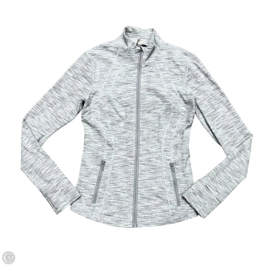 Athletic Jacket By Lululemon In Grey & White, Size: M