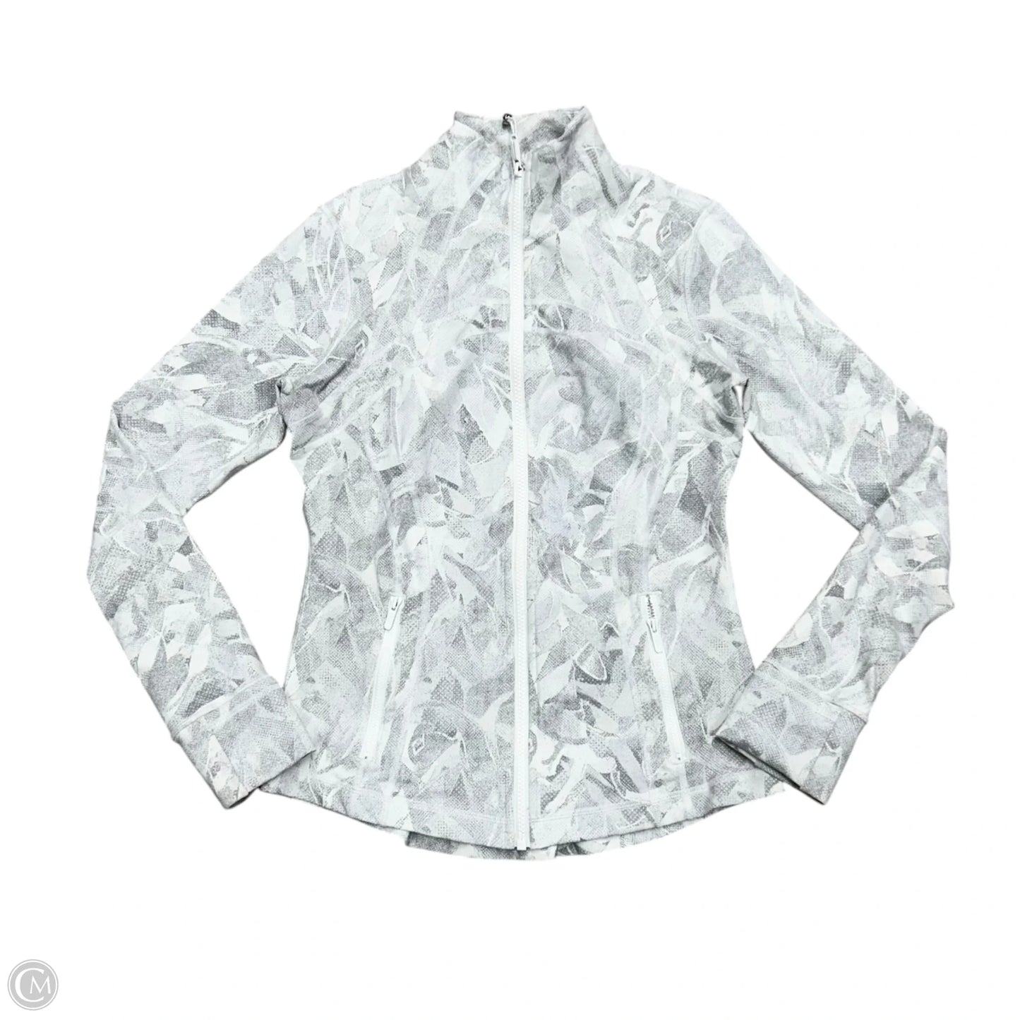 Athletic Jacket By Lululemon In Grey & White, Size: M