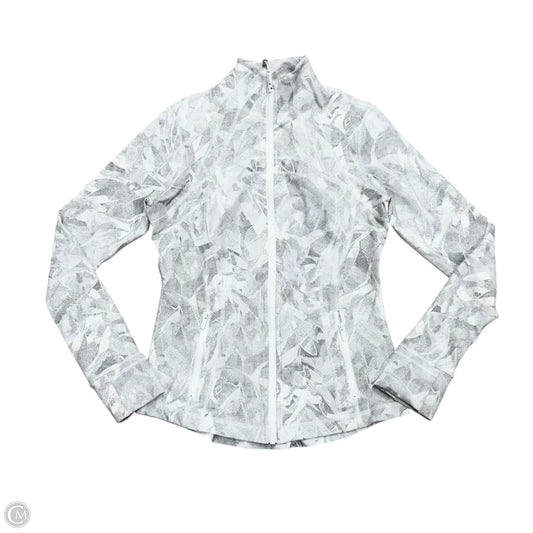 Athletic Jacket By Lululemon In Grey & White, Size: M