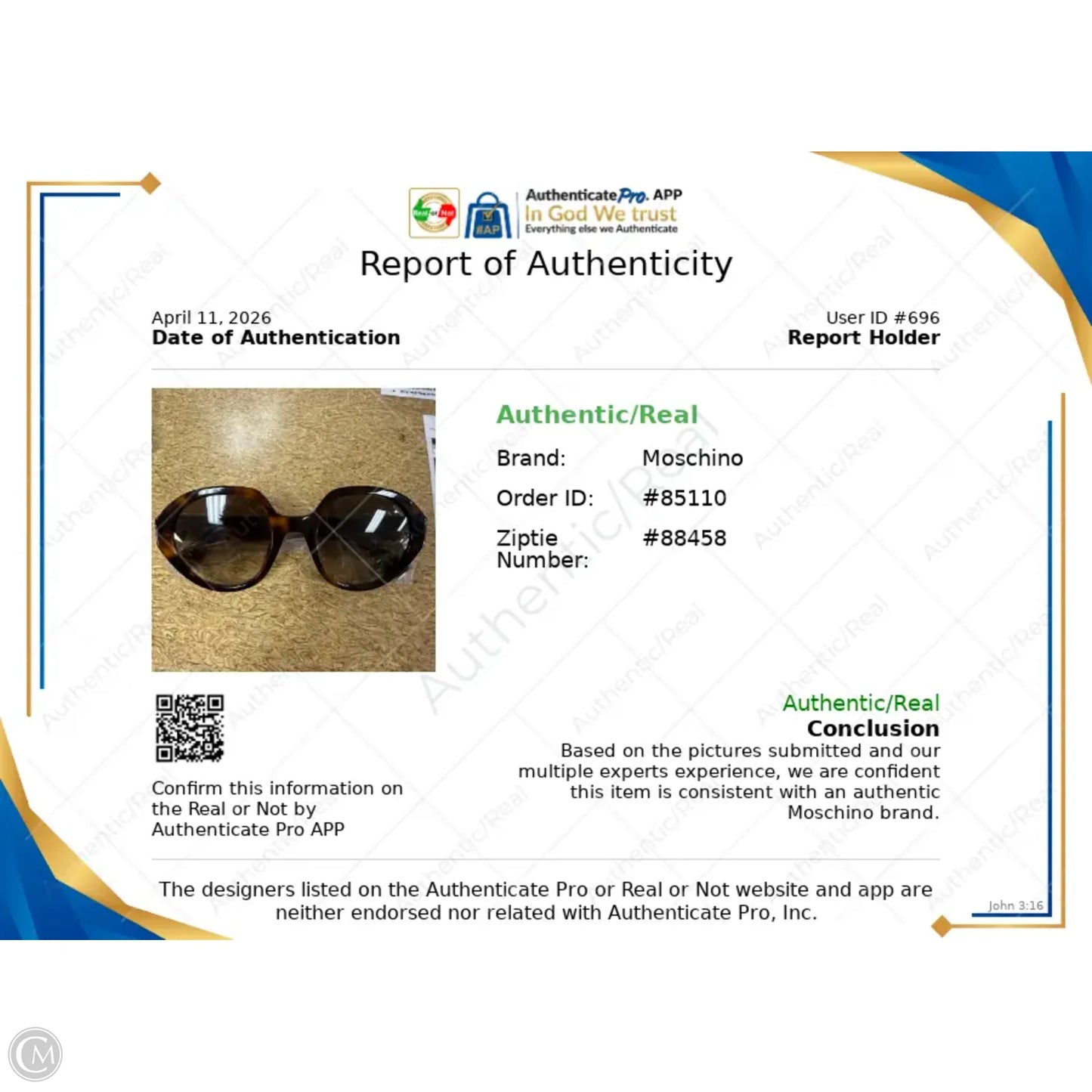 Sunglasses Luxury Designer By Moschino