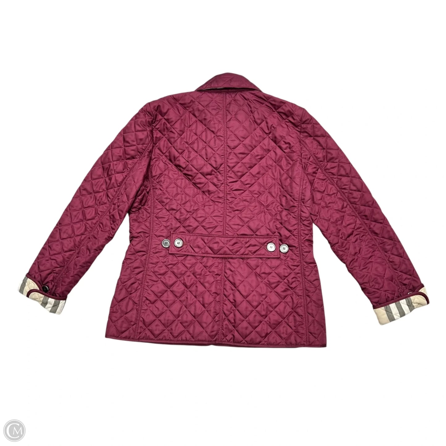 Jacket Luxury Designer By Burberry In Maroon, Size: L