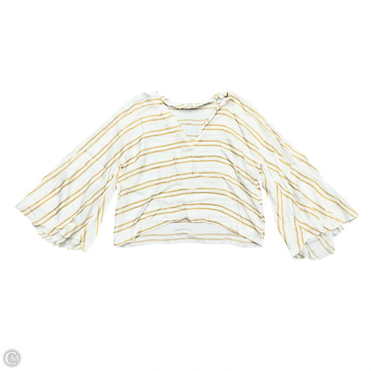 Top Long Sleeve By Guapa In White & Yellow, Size: M
