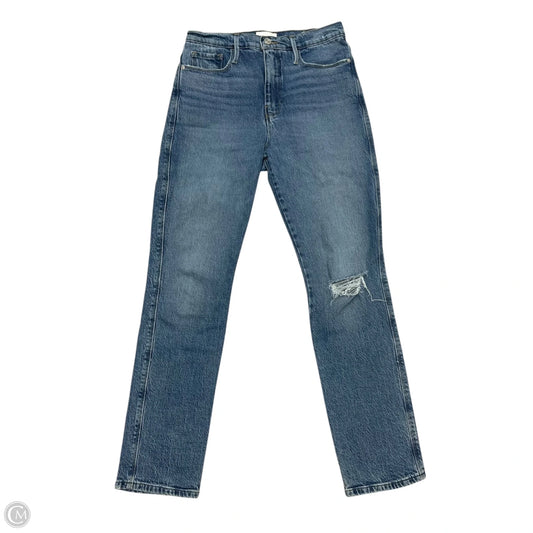 Jeans Straight By Frame In Blue Denim, Size: 4