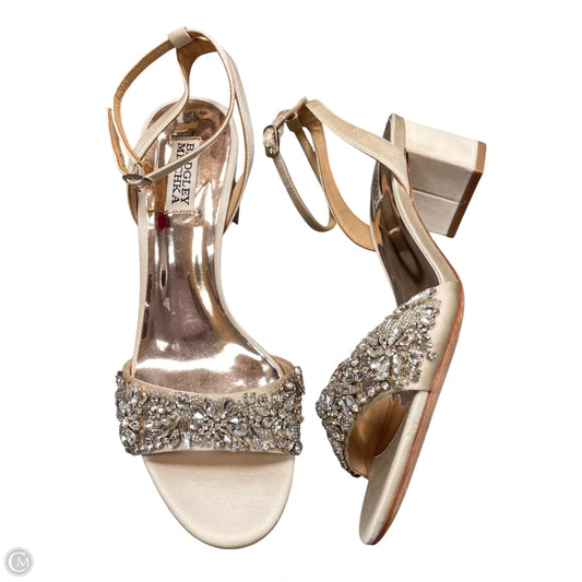 Sandals Heels Block By Badgley Mischka In White, Size: 8.5