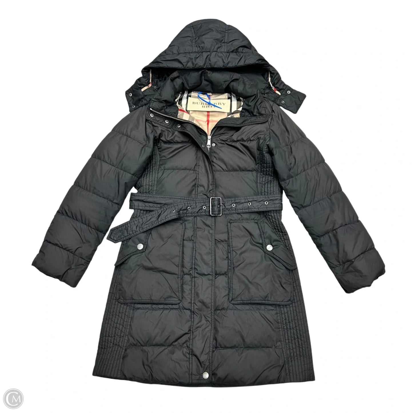 Coat Luxury Designer By Burberry In Black, Size: M