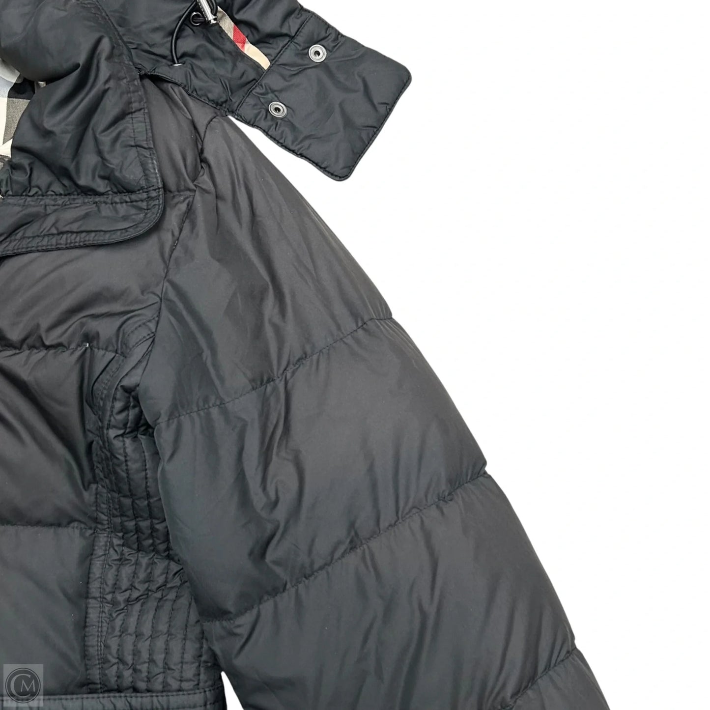Coat Luxury Designer By Burberry In Black, Size: M