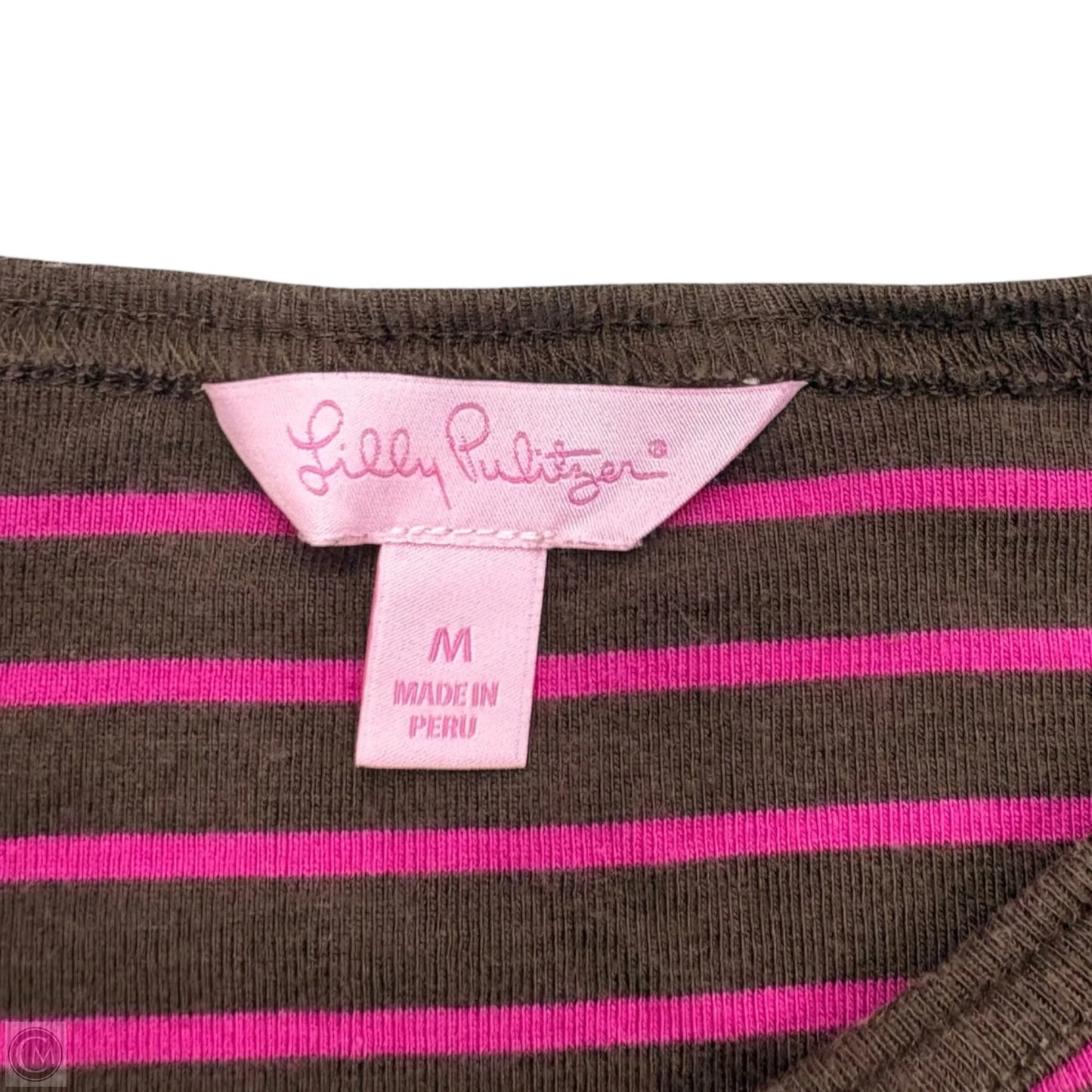 Top Long Sleeve Designer By Lilly Pulitzer In Brown & Pink, Size: M