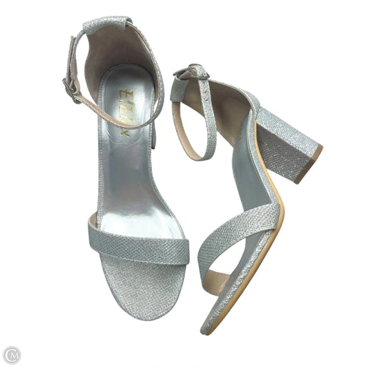 Sandals Heels Block By Elelax In Silver, Size: 5